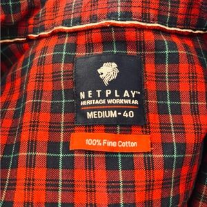 Red Plaid Casual Button-Down Shirt - Medium